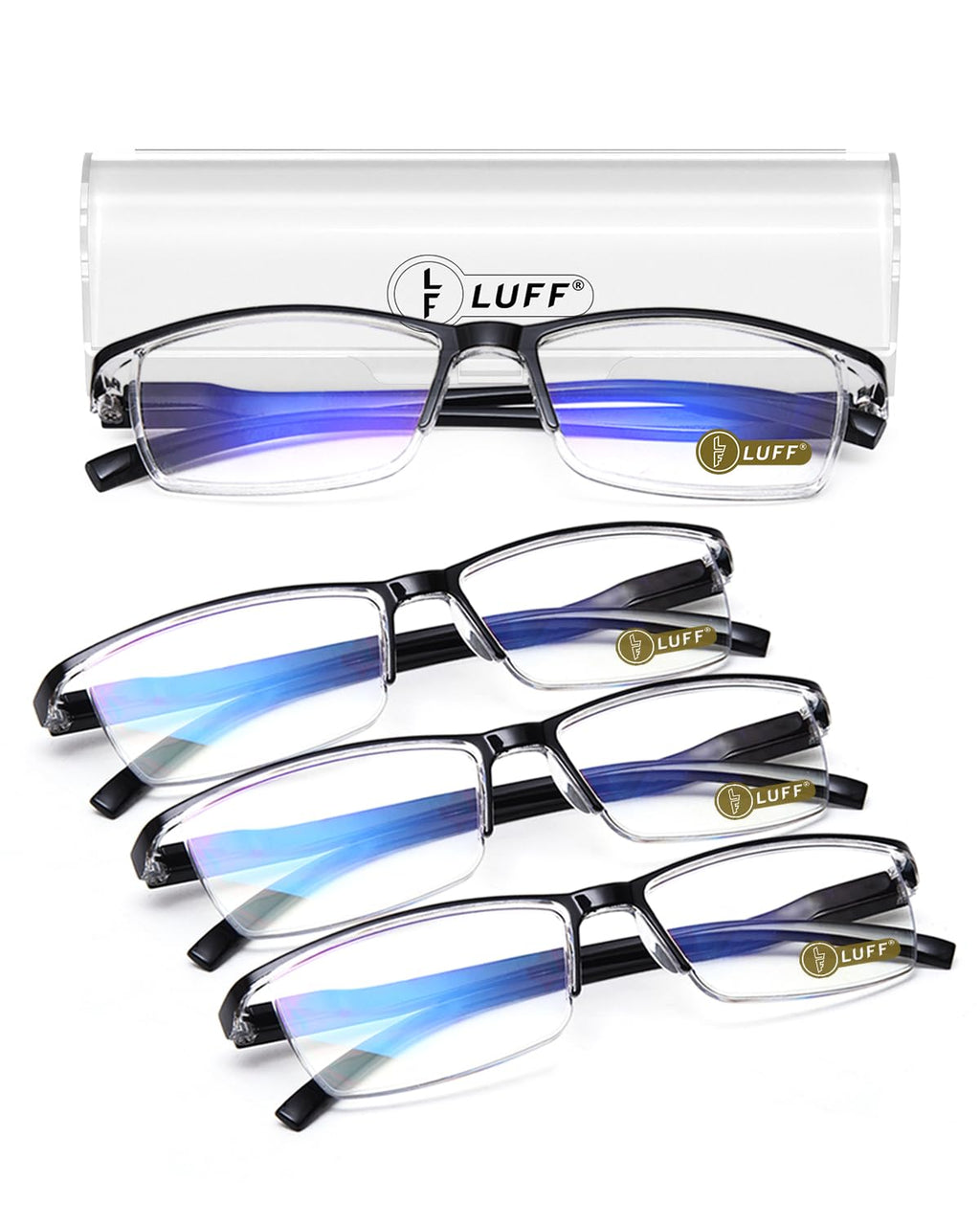 LUFF 6Pcs Anti-Blue-ray Reading Glasses Portable Ultra-Light Readers(0.00X)
