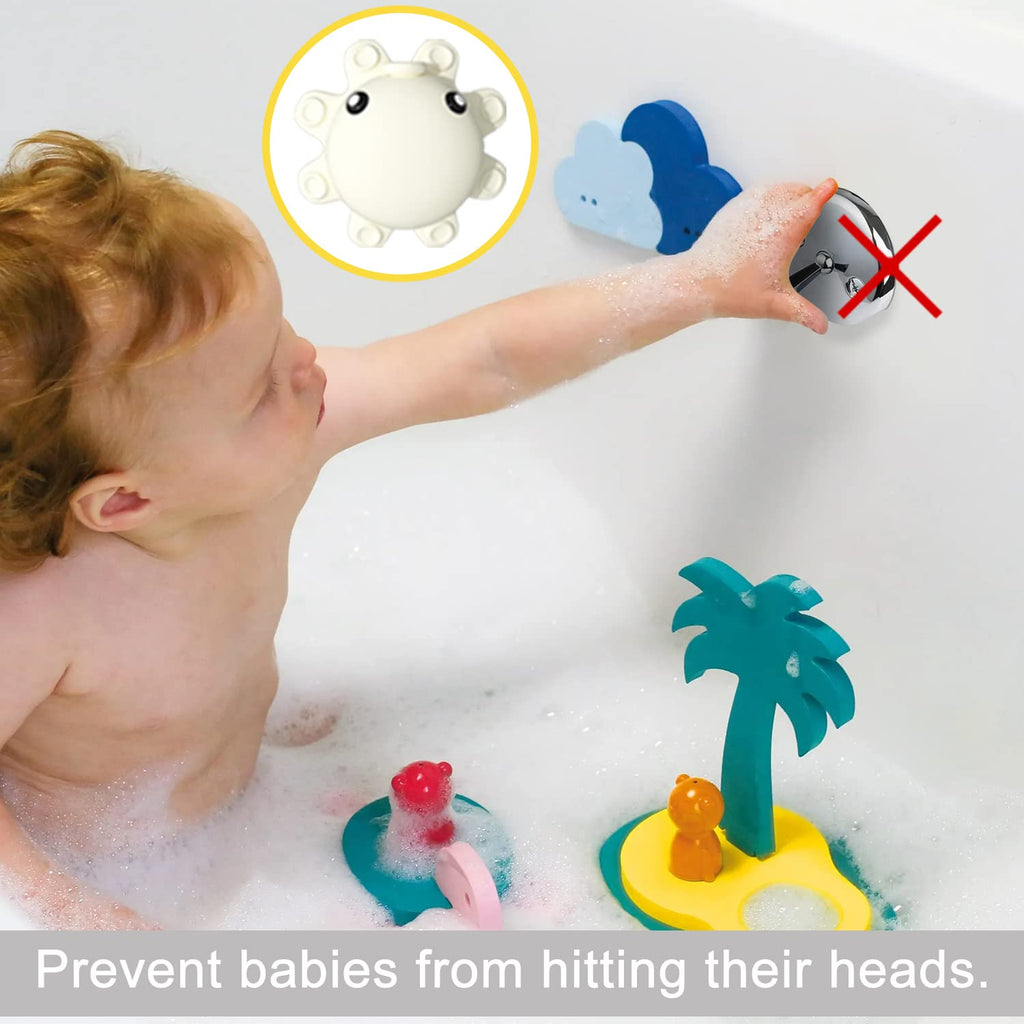 Bathroom Bathtub Overflow Drain Cover- Silicone Bath Tub Drain Cover, Tub Overflow Drain Stopper with Suction Cups, Adds Inches of Water for Deeper Bath, Cute Bathroom Accessories, Baby Blue