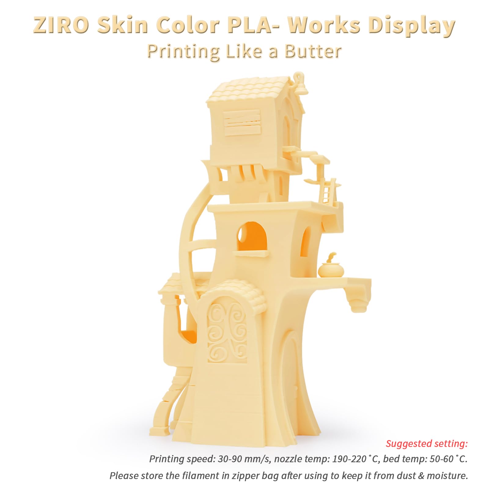 ZIRO 3D Printer Filament, PLA Filament 1.75mm, Black pla 1KG(2.2lbs), Dimensional Accuracy +/- 0.03mm, Fits Most FDM Printer AMS System,3D Printing Filament Spool Black (Plastic Reel)