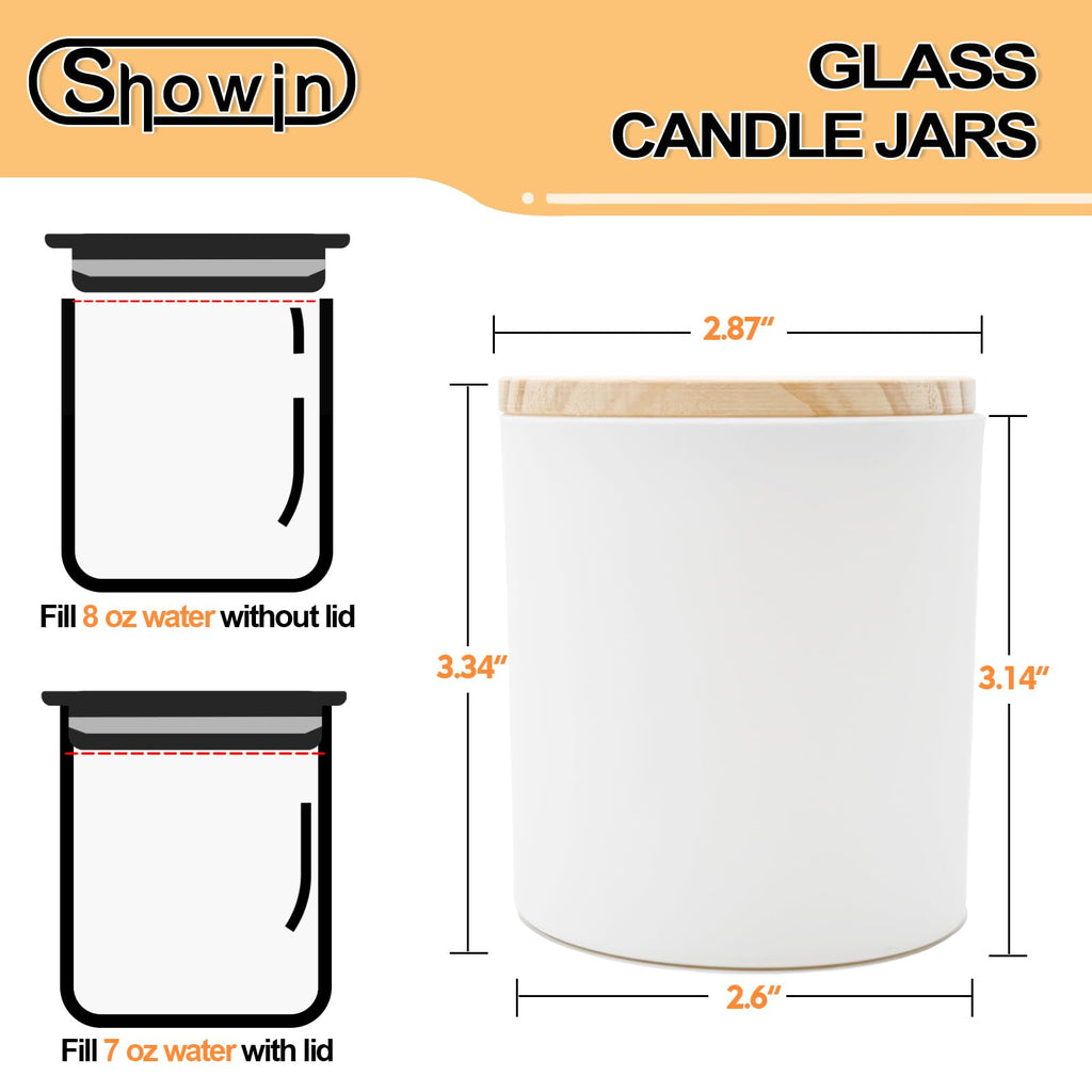 SHOWIN 10 OZ Thick Candle Jars for Making Candles 15 Pcs, Empty Jars with Wood Lids for Candle Making, Sample Container, Inner Black