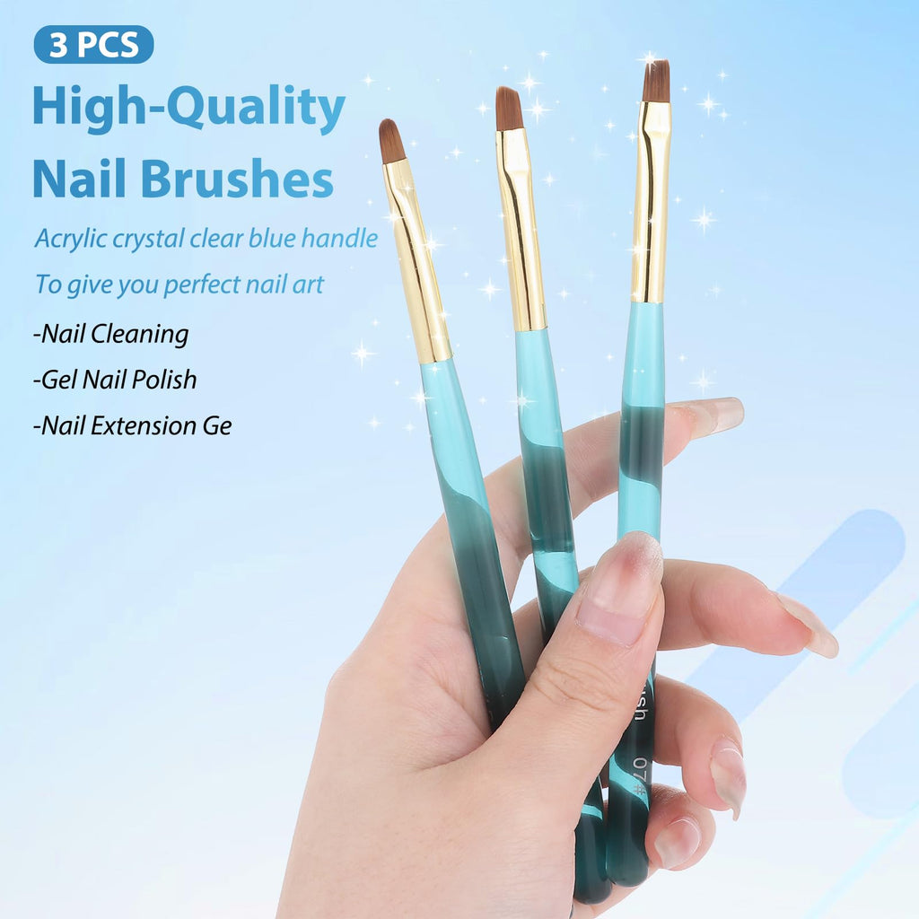 Nail Art Clean Up Brushes,Nail Brushes for Cleaning Polish Mistakes on the Cuticles, Acetone Resistant Nail Brush, Fingernail Cleaning Brushes for Nail Art and Designs (2 Pcs Round&Angled)