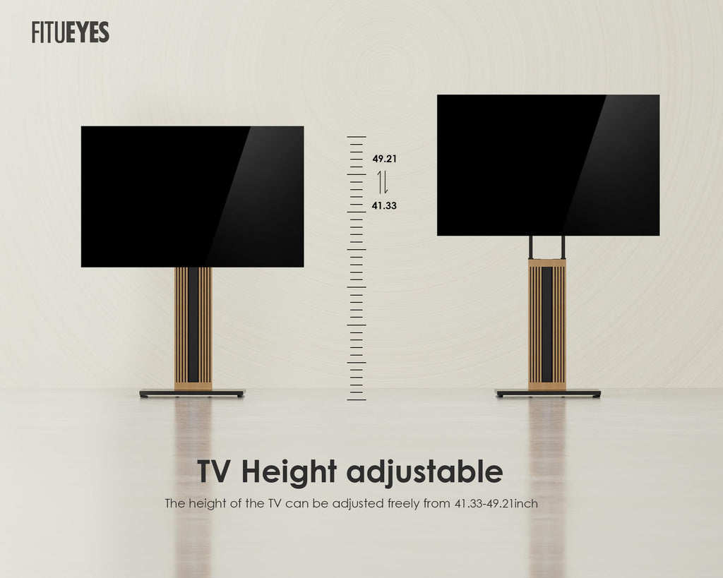 FITUEYES Wood TV Stand Swivel Mount with Hidden Back Storage for 32-65 inch TV Screens, Scandinavian Style Tall Floor TV Stand for Home Decor with Reinforced Base, Zen Series, Black