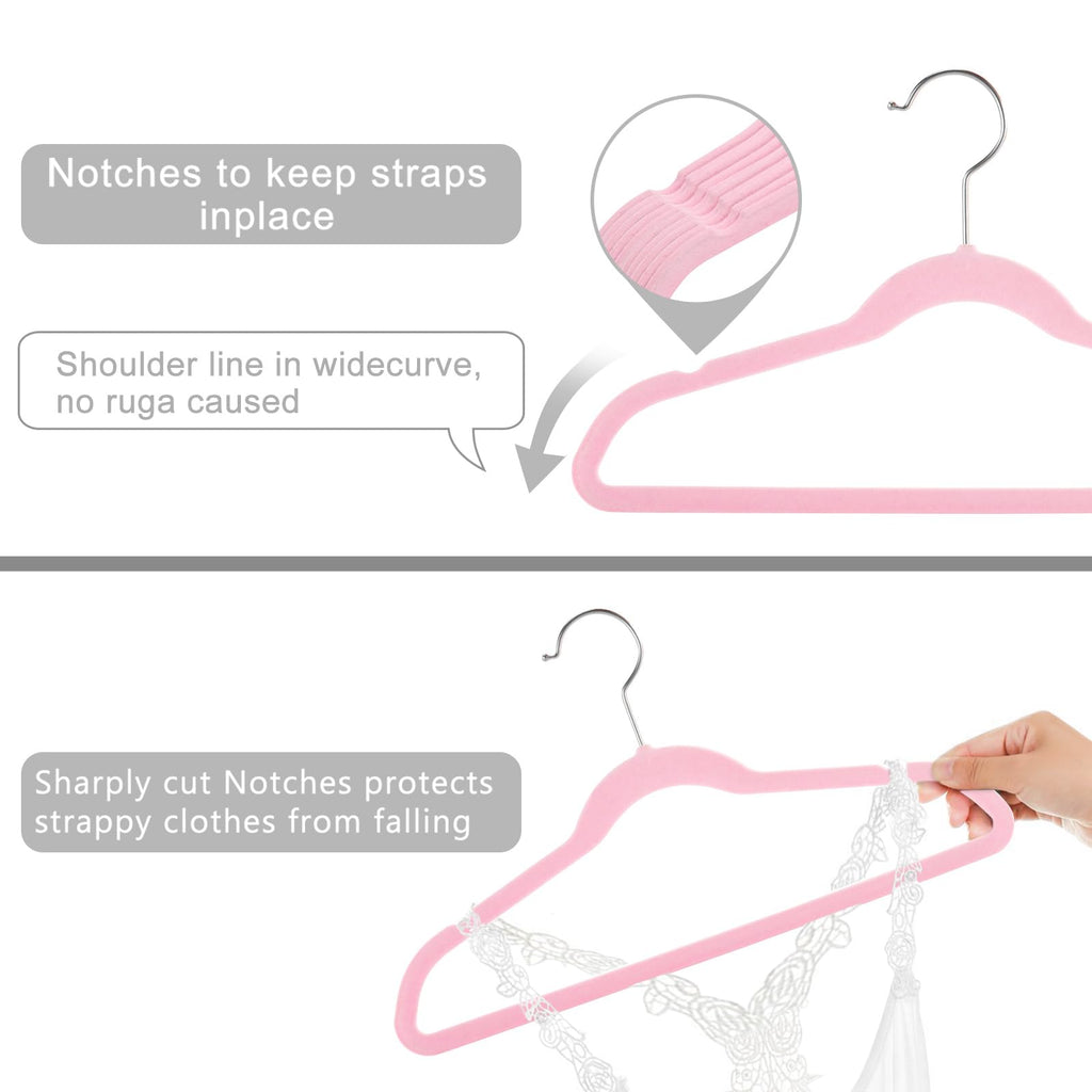 MIZGI Baby Velvet Hangers,Non-Slip Kids & Toddler Hangers,11.8 Inch Hangers for Baby Clothes,Pack of 50(Black/Black)