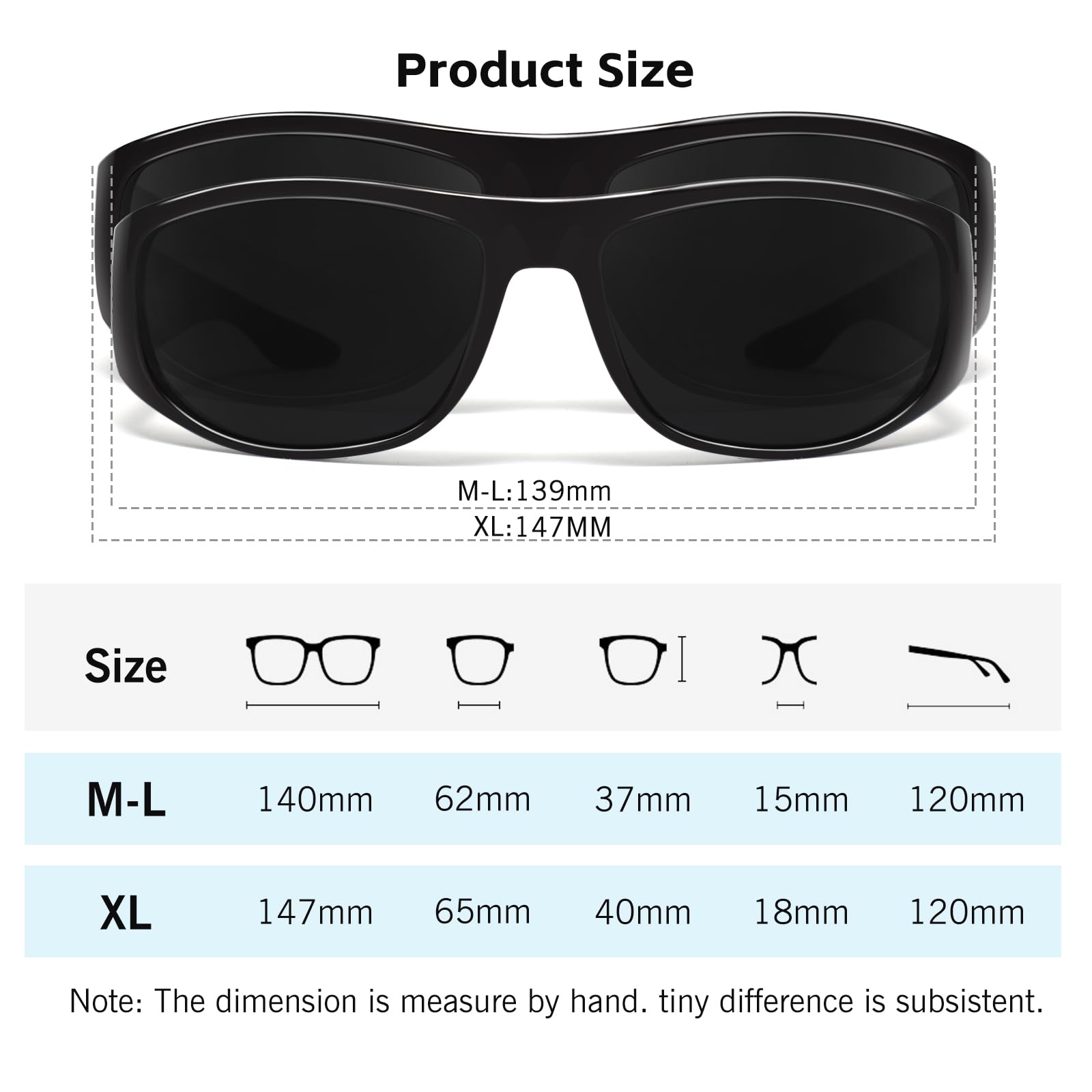 WISTON Wrap Around Sunglasses for Men Women Super Dark Blackout Sunglasses for Sensitive Eyes UV400 Protection W8005