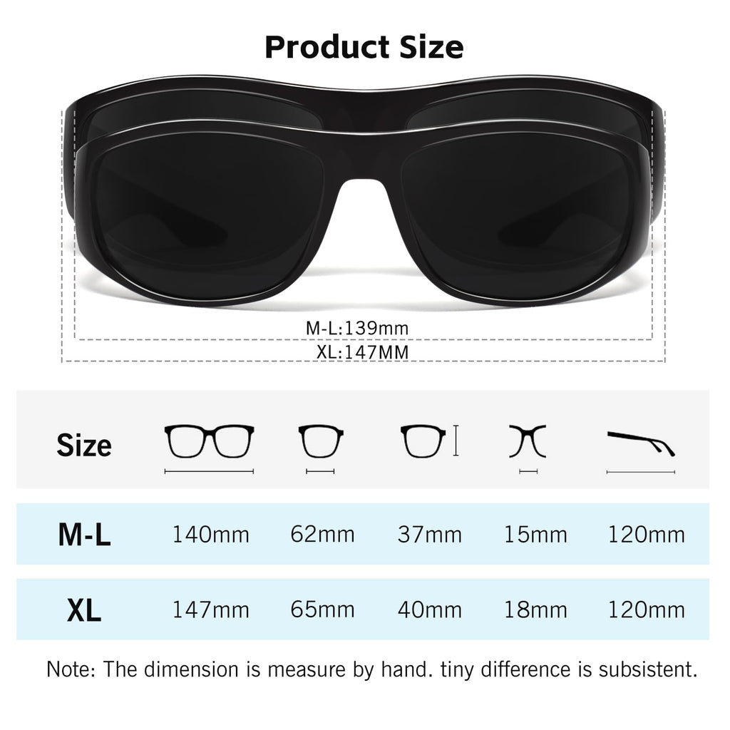 WISTON Wrap Around Sunglasses for Men Women Super Dark Blackout Sunglasses for Sensitive Eyes UV400 Protection W8005