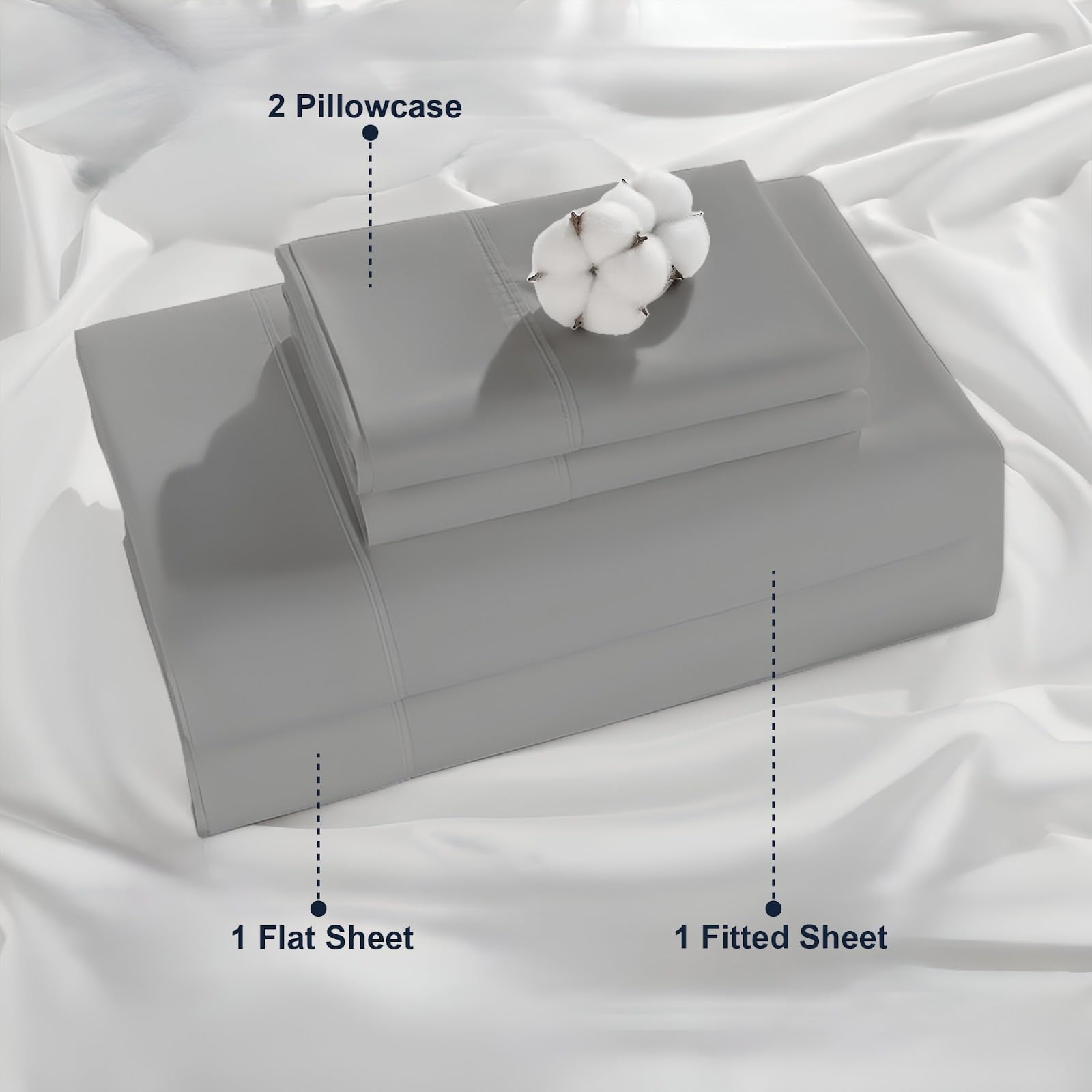Cottington Lane Twin Size Sheet Set, 100% Egyptian Cotton Premium Hotel Quality 4 Piece Sheets Sets, High Thread Count Dark Grey Solid with 6-10" Deep Pocket