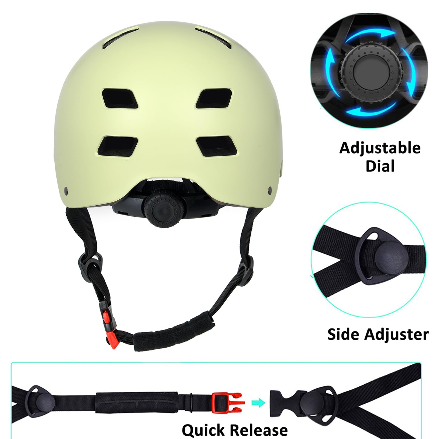 Bike Helmet 3 Sizes for Teenager Kids Youth Adults,Bavilk Skateboard Helmet Adjustable Multi-Sport Bicycle Cycling Scooter Roller Skate Inline Skating Rollerblading for Girls Boys Women Men Teen