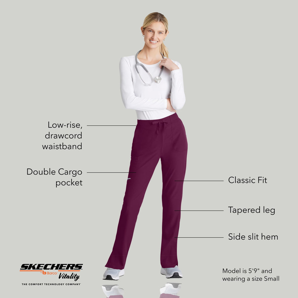BARCO Skechers Vitality Charge Slim Fit Scrub Jogger for Women – Low-Rise Bottoms with Tapered Leg & 4-Way Stretch