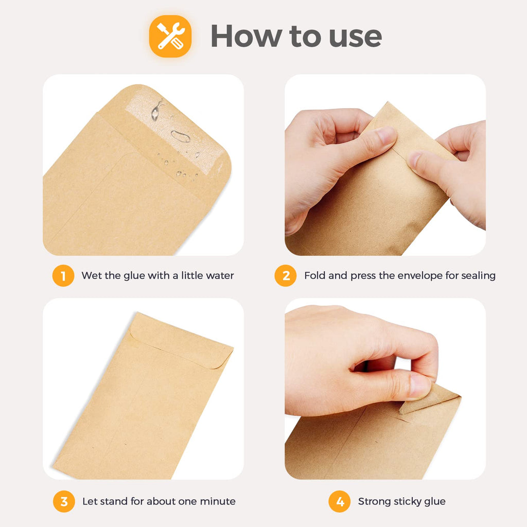 ACSTEP 500 Pack Coin and Small Parts Envelopes #1 Tip Envelope 2-1/4 X3-1/2 Mini Envelope with Gummed Flap for Home, Garden or Office Use(Black)