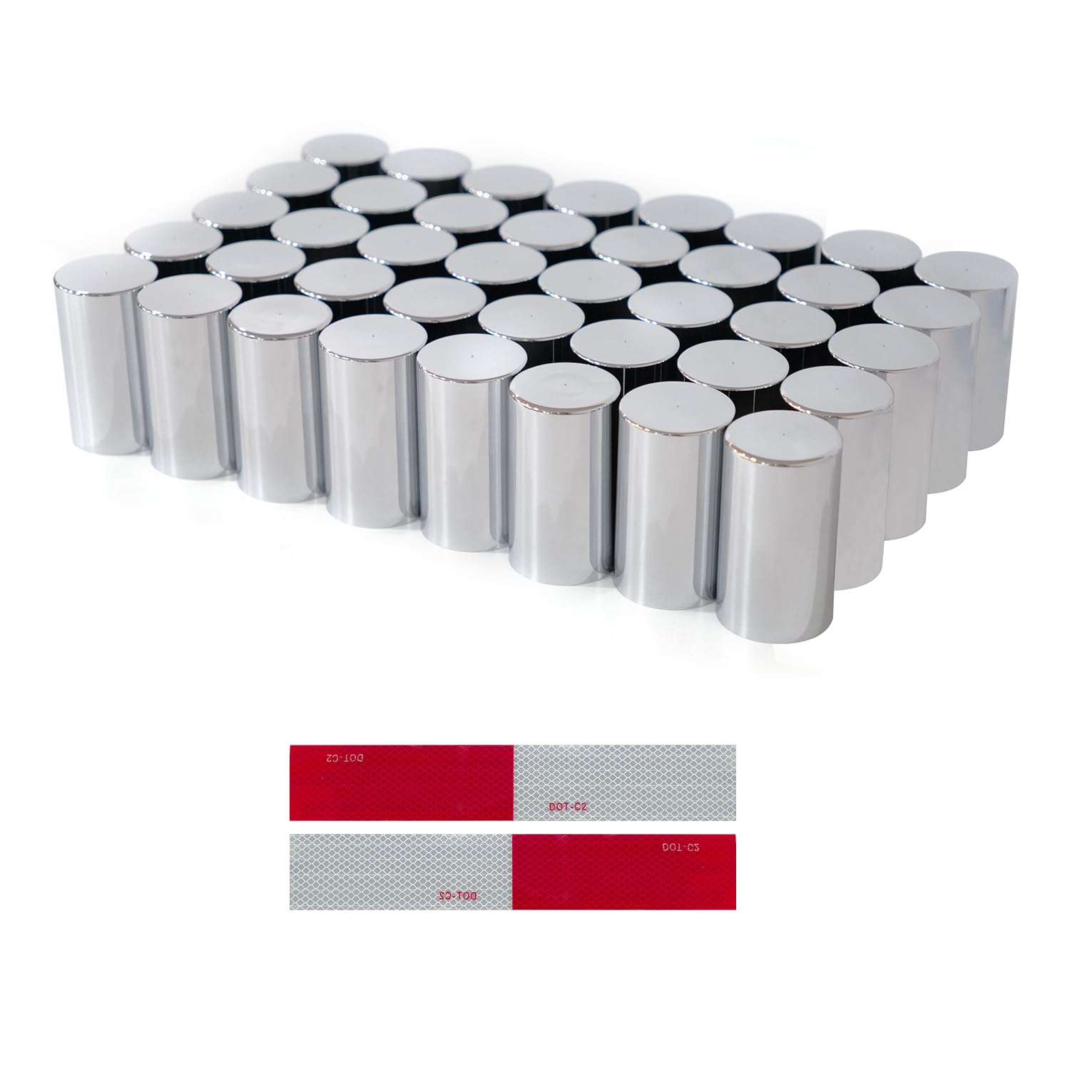 20Pcs Semi Trucks Lug Nut Covers Chrome, 32/33mm Lug Nut Covers ABS Plastic Anti-Rust Screw-on Wheel Nut Caps with Installation Tool, Truck Nuts for Semi Trucks Trailer