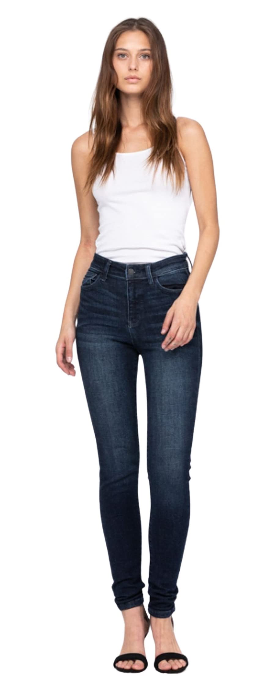 Judy Blue Women's High Waist Skinny Jeans - Super Dark Wash, Stretch Denim, 93% Cotton, Comfortable & Flattering Fit 82132