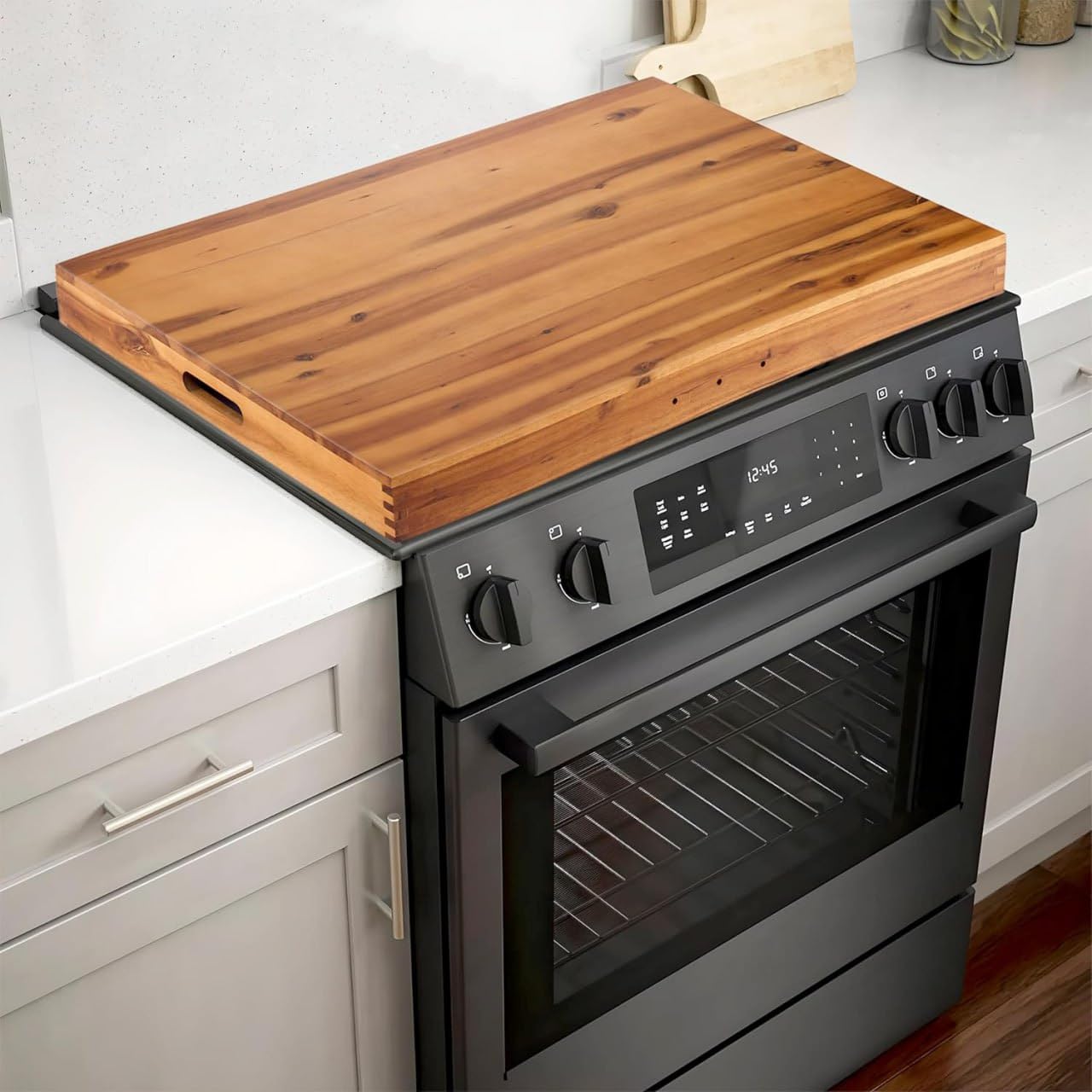 TIDITA Stove Top Covers for Electric Stove 30”x22” (Outer) / 28.9”x20.8” (Inner) - Acacia Wood Noodle Board for Gas Stovetop - Stove Top Covers for Gas Burners - Sink Cover For Counter Space