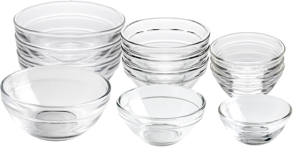 HillSpring 3 Sizes of Glass Prep Bowl Sets, Clear Small Pinch Bowls for Salt, Spices and Chopped Ingredients, 1.5oz/2.5oz/3.5oz, Set of 12