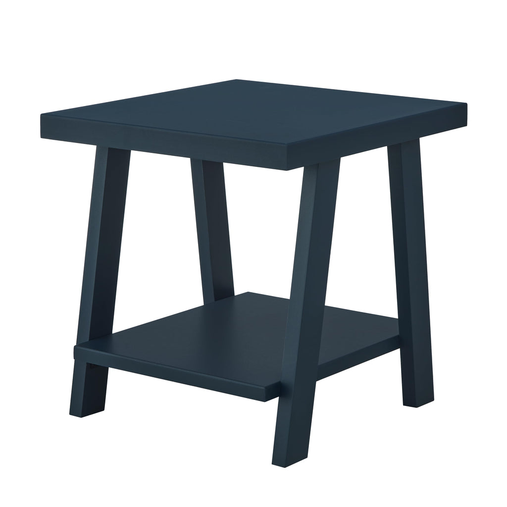 Roundhill Furniture Athens Contemporary Replicated Wood Shelf End Table in Black Finish