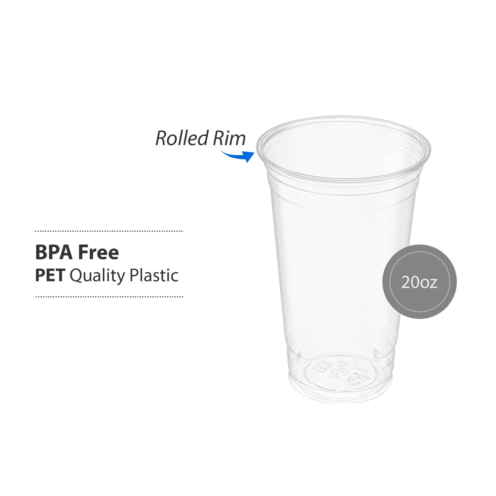 Crystal Clear PET Cups for Iced Coffee,Milkshake, Cold Drinks, Slush, Smoothy's, Slurpee, Ice cream, Dessert, Party's, Plastic Disposable Cups (50, 12 oz)