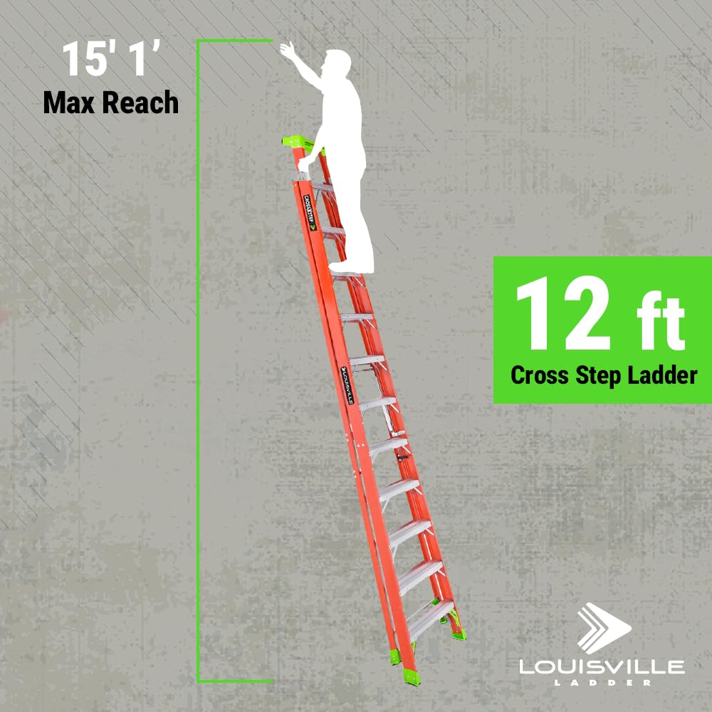 Louisville Ladder 4-foot Fiberglass Cross Step Ladder, 300-Pound Load Capacity, Type IA, FXS1504