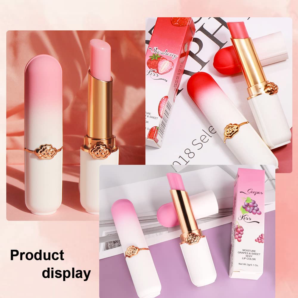 evpct 2Pcs Blueberry Tinted Lip Balms PH Lip Color Changing Lipstick Balm Stain Gift Set Queen for Women Girls Korean Mood Long Lasting Color Change Light Pink Lipstick Lip Tint Plumper Gloss