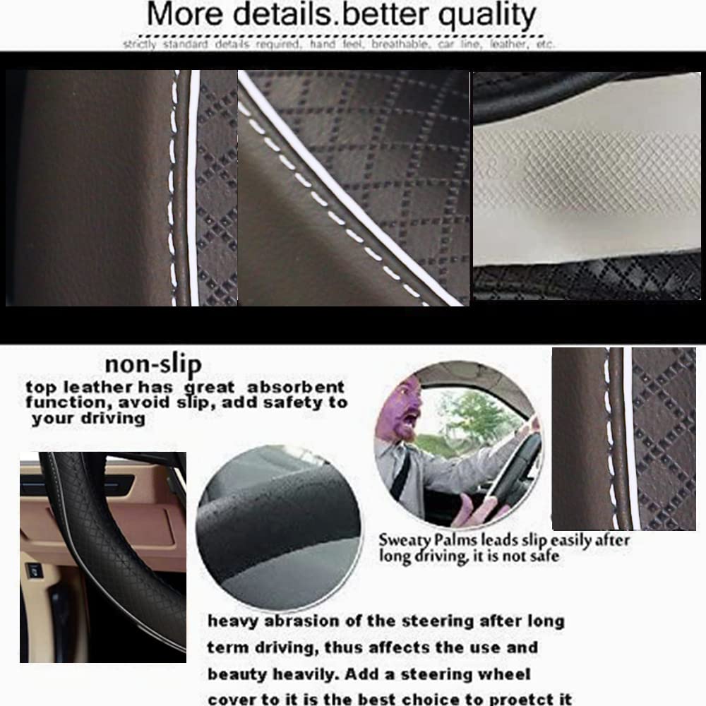 Car Steering Wheel Cover, Anti-Slip, Safety, Soft, Breathable, Heavy Duty, Thick, Full Surround, Sports Style (Black)