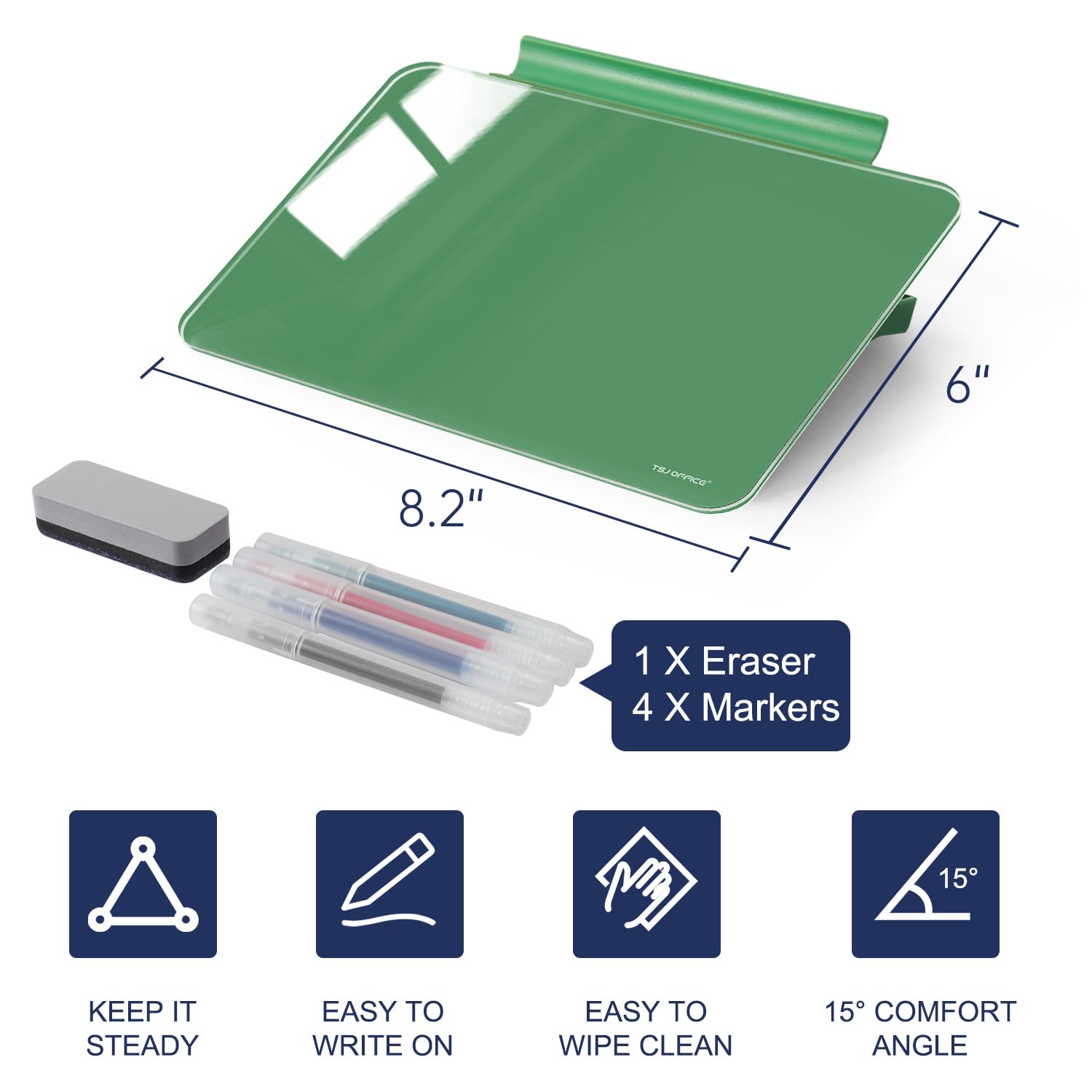 TSJ OFFICE Small Desktop Whiteboard - Glass Dry Erase Board 8 X 6 Inches Tabletop Easel Whiteboard with Stand, Desk Board Buddy for Artist, Teacher and Student