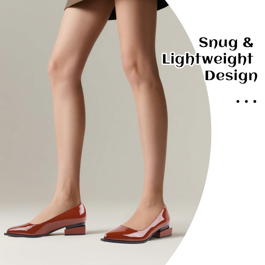 LingxiaUne Dress Shoes for Women, Comfortable Dressy Flats, Womens Chunky Heel Pumps with Arch Support and Pointed Toe