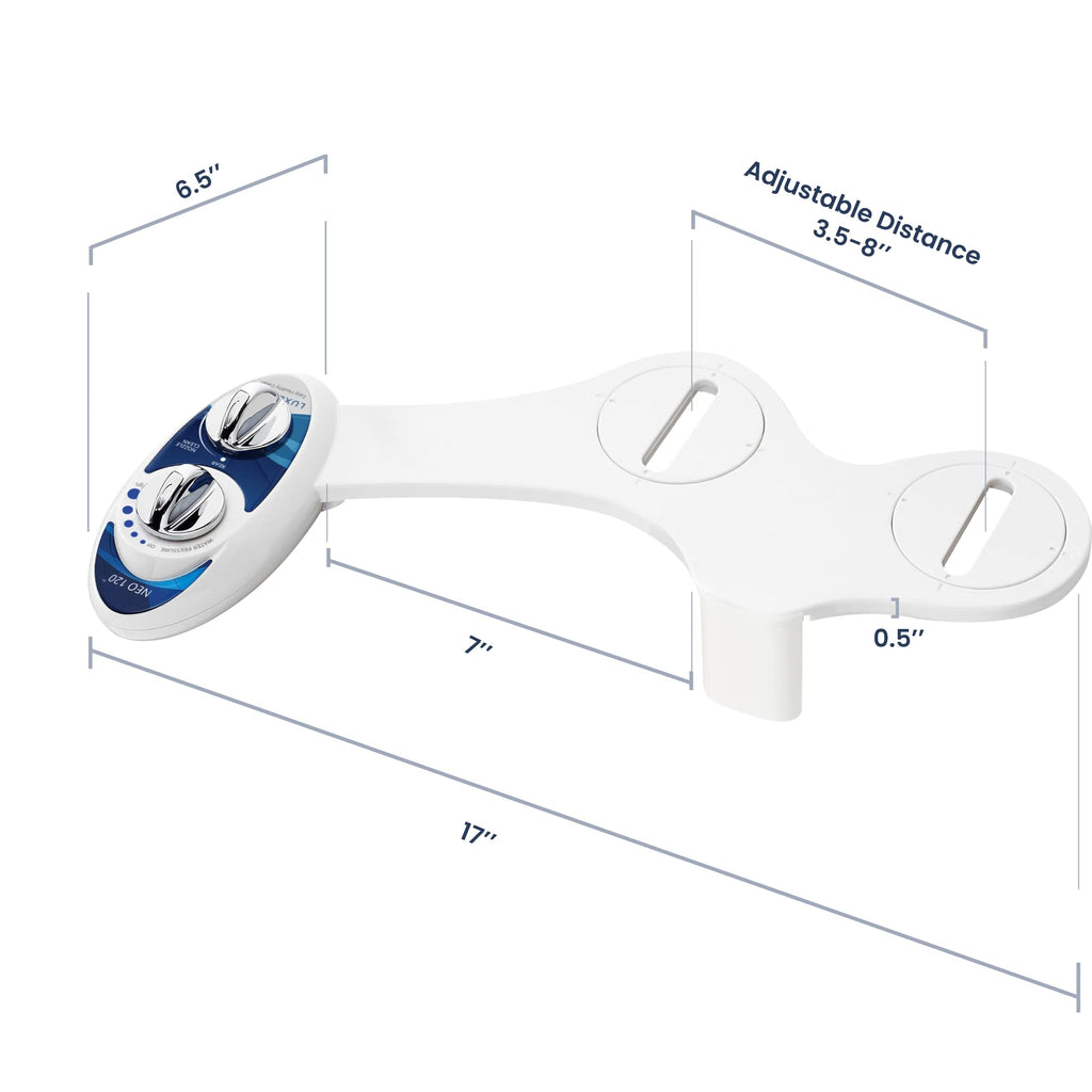LUXE Bidet NEO 120 - Single Nozzle, Self-Cleaning, Non-Electric Bidet Attachment for Toilet Seat, Adjustable Water Pressure, Rear Wash (Blue)