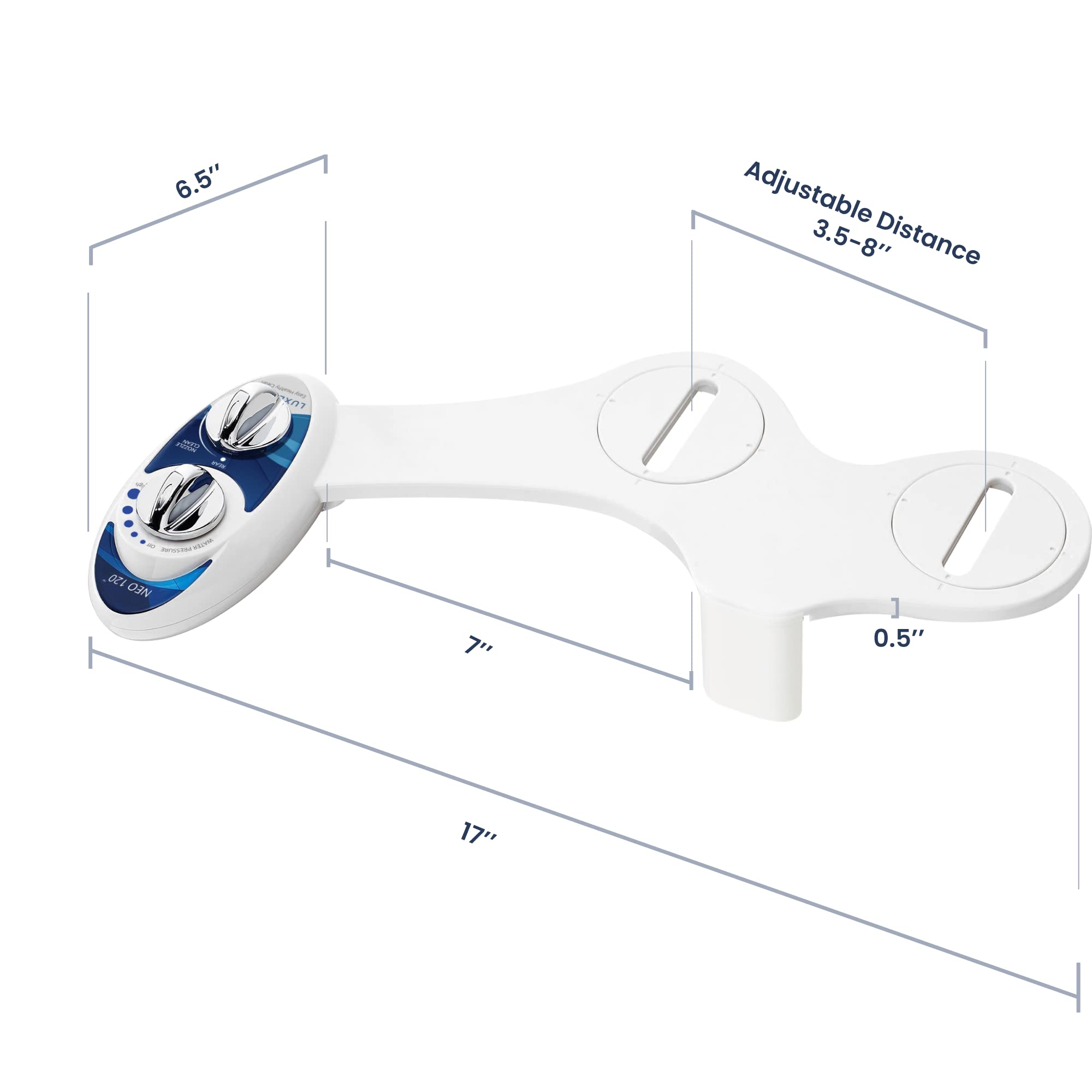 LUXE Bidet NEO 120 - Single Nozzle, Self-Cleaning, Non-Electric Bidet Attachment for Toilet Seat, Adjustable Water Pressure, Rear Wash (Blue)