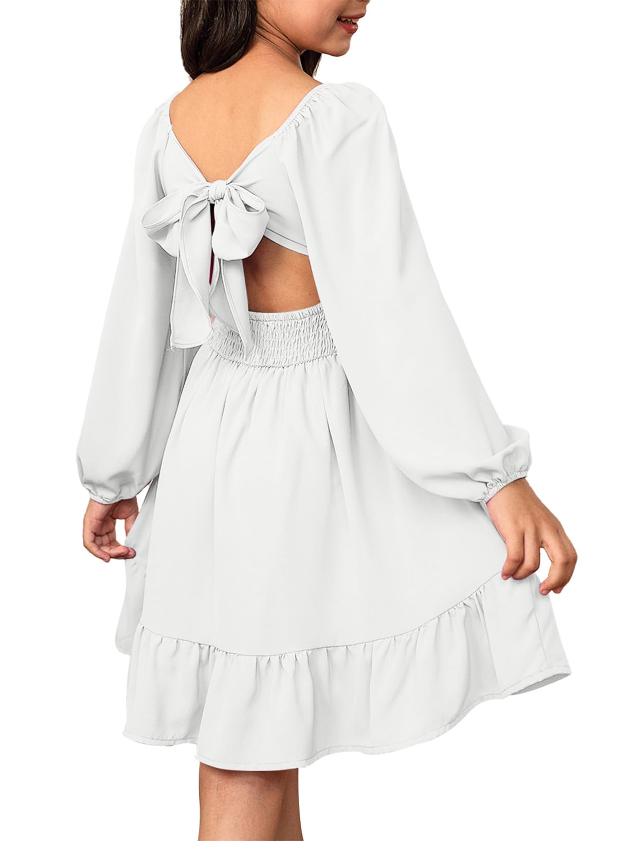 blibean Girls Fall Long Leeve Tie Back Dress Size 6-15 Years