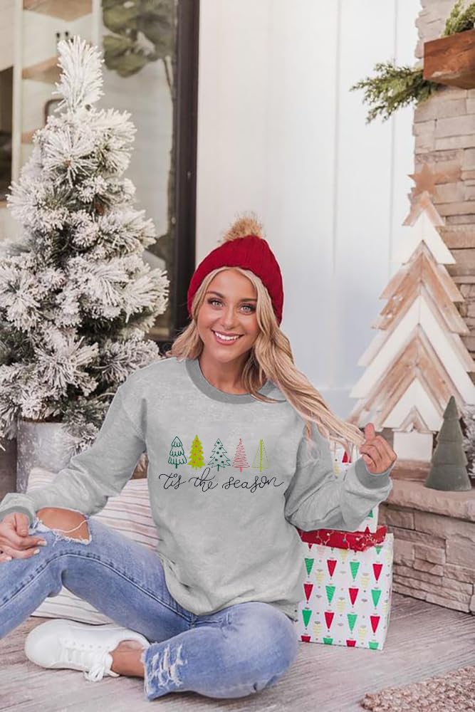 Christmas Sweatshirts Women Candy Canes Graphic Sweatshirt Vintage Xmas Long Sleeve Shirt Pullover Tops