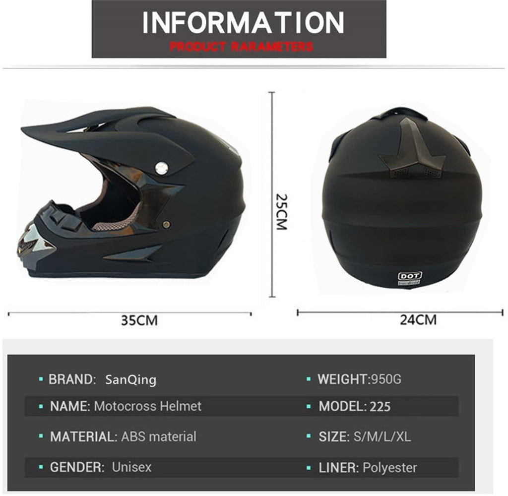 Youth Kids Motocross Helmet Full Face Motorcycle Dirt Bike Off-Road Mountain Bike BMX MX ATV Helmet,DOT Approved,W/Gloves Goggles Mask 4Pcs Set (Black, S)