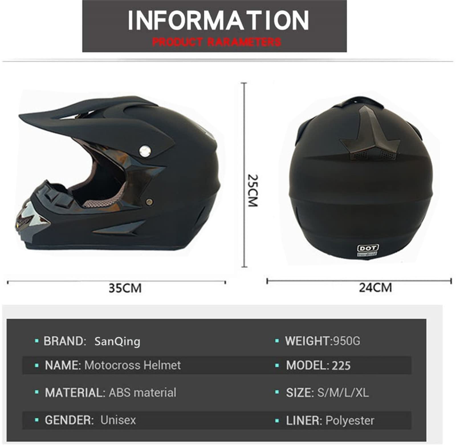 Youth Kids Motocross Helmet Full Face Motorcycle Dirt Bike Off-Road Mountain Bike BMX MX ATV Helmet,DOT Approved,W/Gloves Goggles Mask 4Pcs Set (Black, S)
