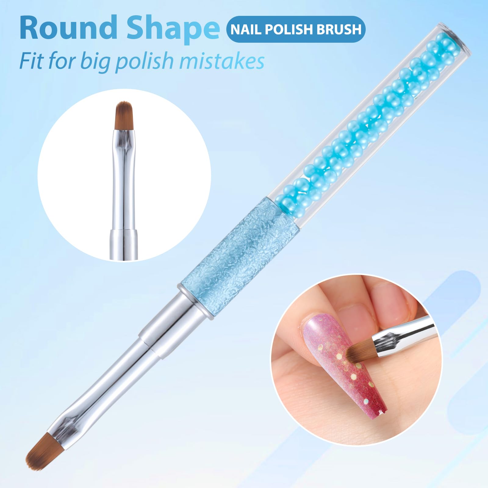 Nail Art Clean Up Brushes,Nail Brushes for Cleaning Polish Mistakes on the Cuticles, Acetone Resistant Nail Brush, Fingernail Cleaning Brushes for Nail Art and Designs (2 Pcs Round&Angled)