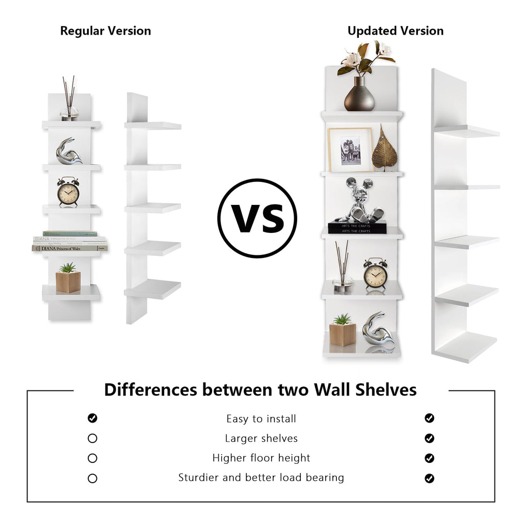 Homaterial Wall Shelves 4 Tier, Simple Vertical Corner Shelf for Room, Kitchen Wall Decor, Makeup Perfume Organizer,Decorative Shelving Unit, Black