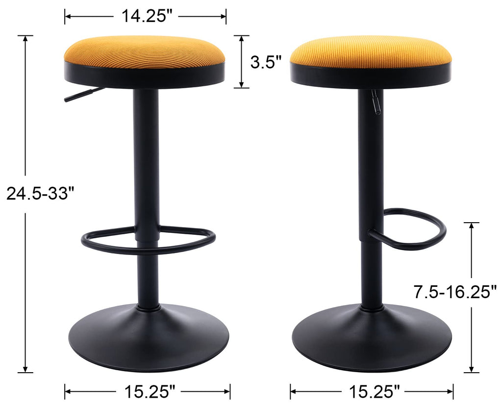 EALSON Modern Swivel Bar Stool Adjustable Counter Height Backless Barstools with Metal Base Leather Upholstered Round Bar Stool Chairs for Kitchen Island/Pub/Breakfast Bar, Beige 1PC