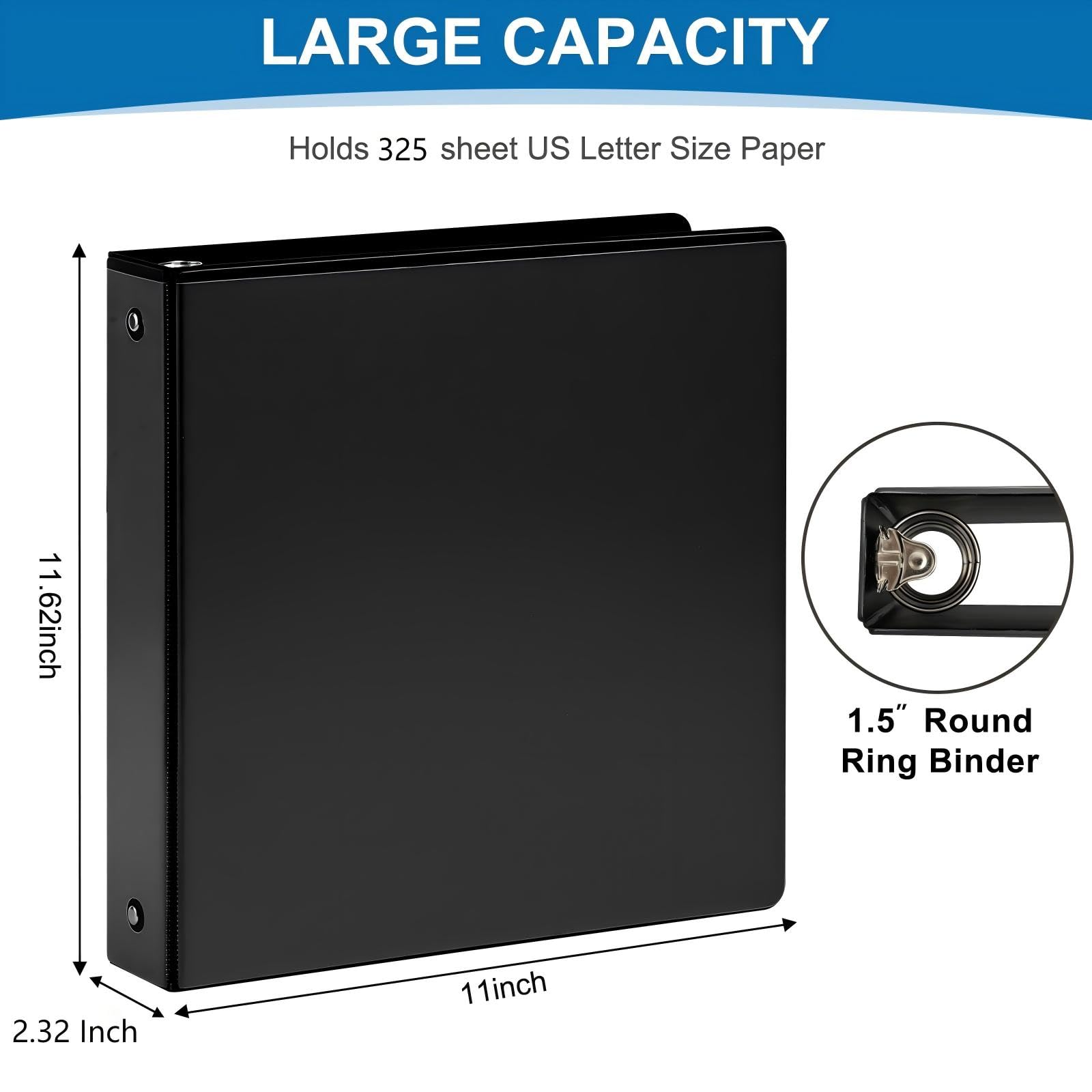 0.5 inch 3-Ring Binder, 1/2 inch Round Ring Binder with 2 Inside Pockets, Clear View Cover Binders Holds 8.5'' x 11''Paper，PVC Free, Pastel Color Binders for Office/Home/School Supply, 6 Pack