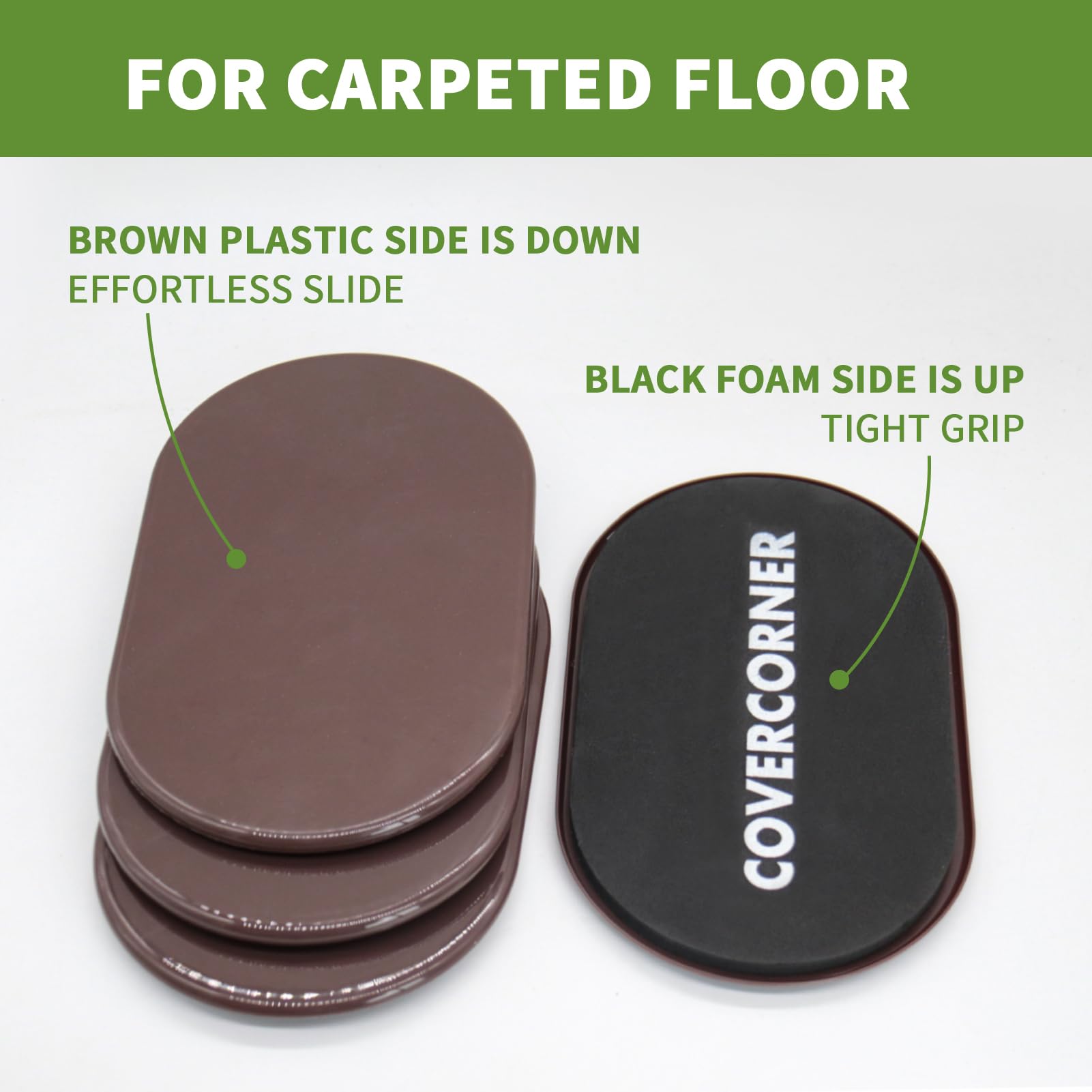 Furniture Sliders for Carpet 4 PCS - 9 1/2 inch Furniture Moving Slider Chair Legs Floors Protectors– Move Your Furniture Easy & Safely (for Carpet)