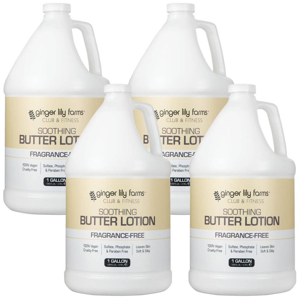 Ginger Lily Farms Club & Fitness Soothing Butter Lotion for Dry Skin, 100% Vegan & Cruelty-Free, Aloe Vera Scent, 1 Gallon (128 fl oz) Refill