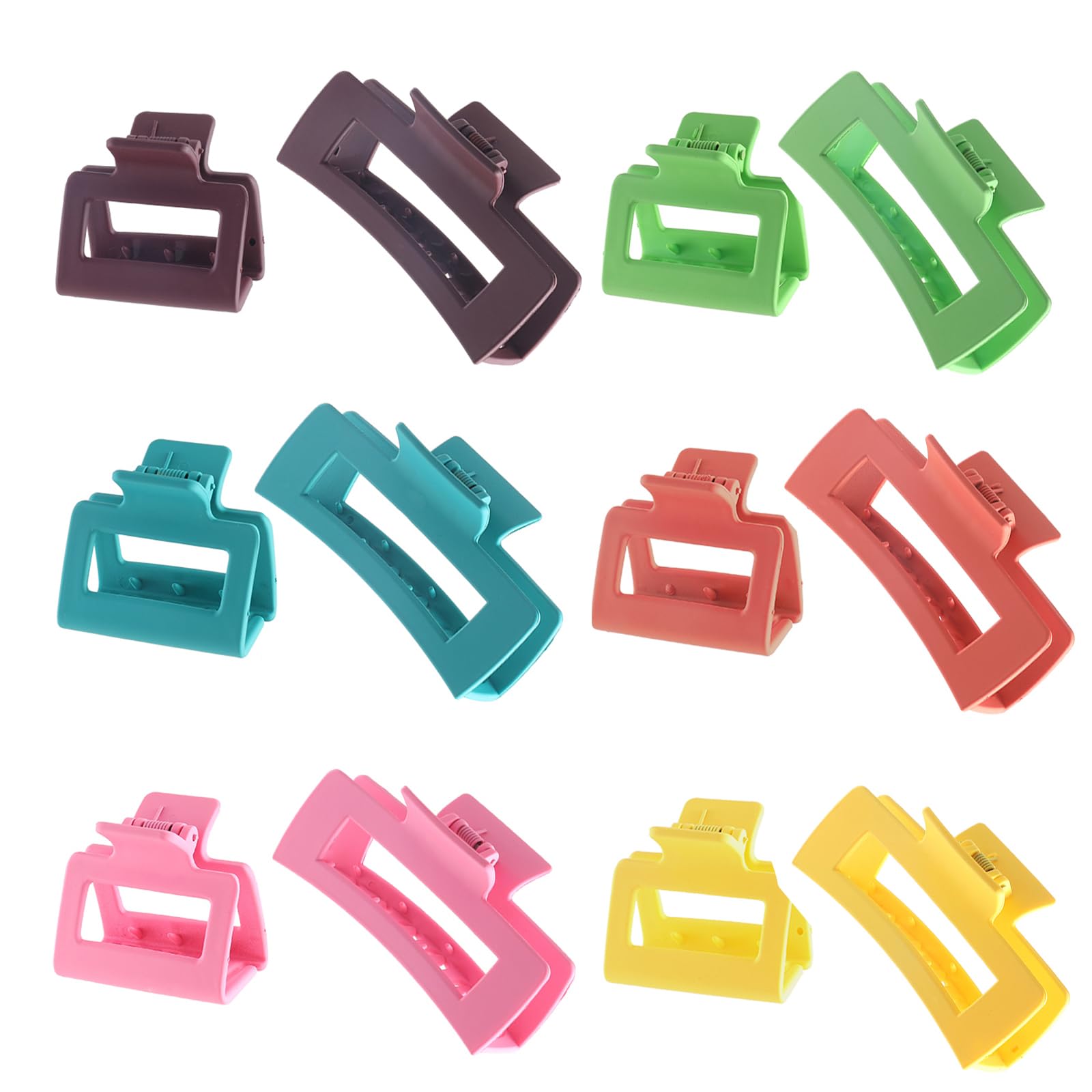 12 Pack Black Square Claw Clips, Big and Small Neutral Rectangle Hair Claw, Non-slip Matte Large Hair Clips for Women,Strong Hold jaw clip for Thick Thin Hair