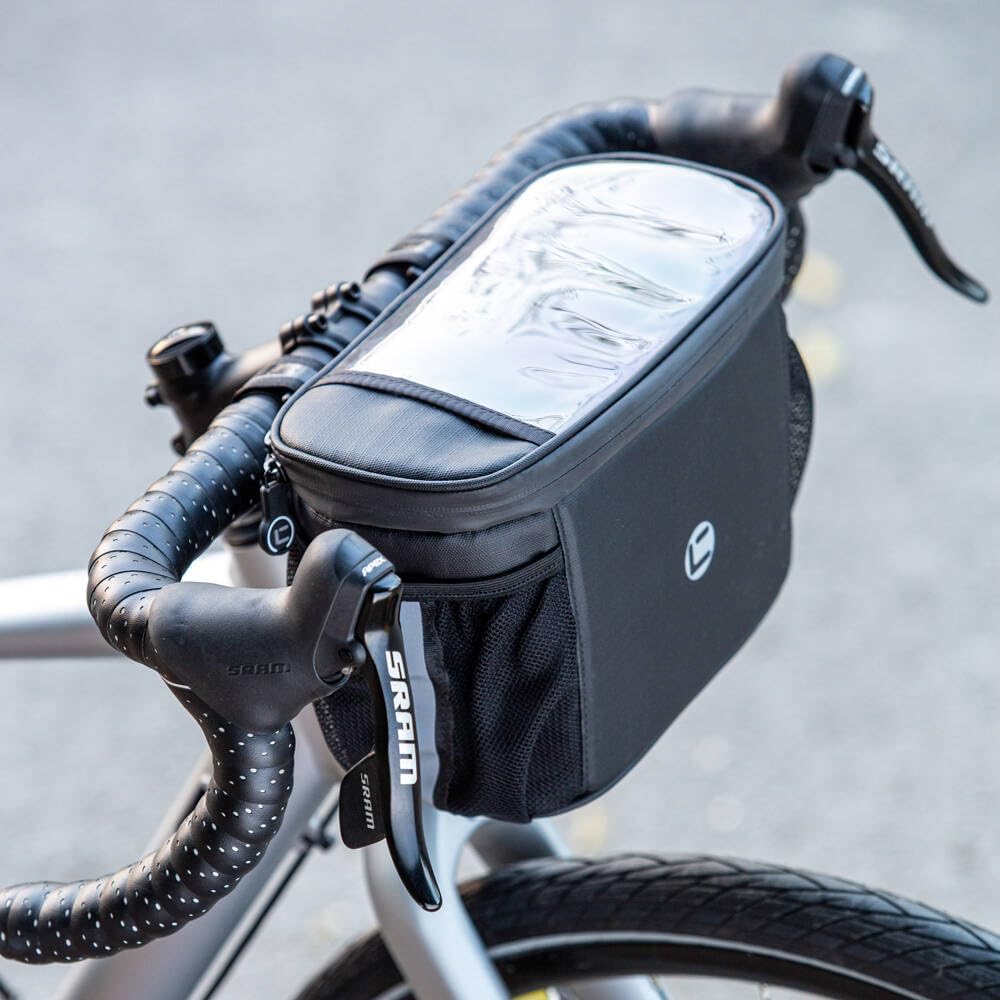 WOTOW Bike Handlebar Insulated Bag, Bike Front Phone Bag Cooler Storage Pouch With TPU Touch Screen Insulation Bicycle Frame Bag Strap On Cycling Accessories for Outdoor Hiking Travel Assistants