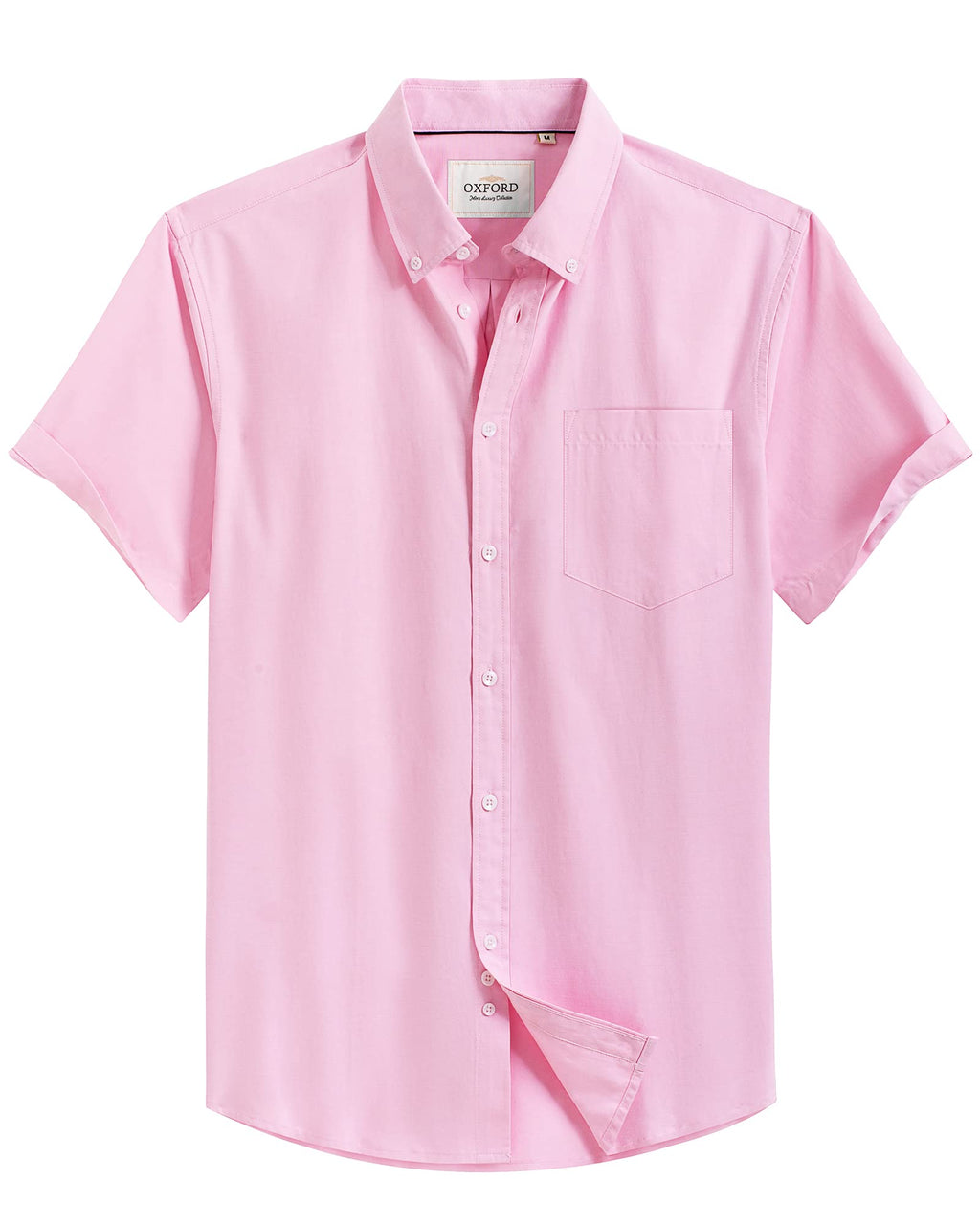 Alimens & Gentle Men's Short Sleeve Oxford Shirt Regular Fit Button Down Collar Shirts with Pocket