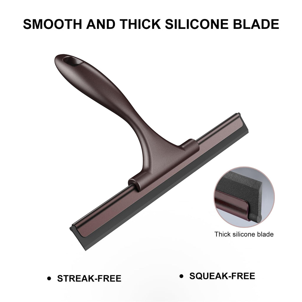 SetSail Squeegee for Shower Glass Door Stainless Steel Shower Squeegee for Glass Doors All-Purpose Window Squeegee for Tile Shower Walls, Sink, Mirror, Bathroom, Car Window Cleaning 10 Inches, Balck