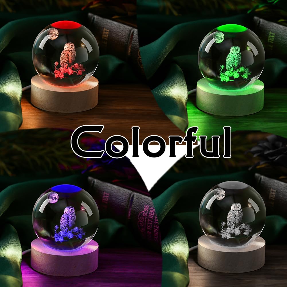 IFOLAINA Butterfly Crystal Ball Gifts Ideas for Girlfriend Wife Mom Couple Her Bithday Mothers Day 3D Butterfly on Sunflower Night Light Decorative Globes Room Decor