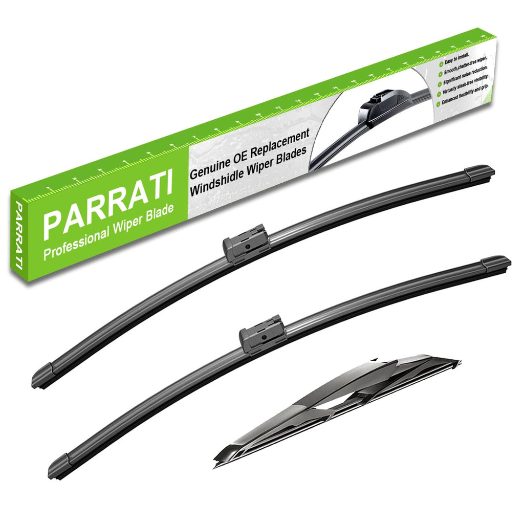 PARRATI® Windshield Wipers for Jeep Wrangler 2007-2017/Wrangler JK 2008-2018,15"+15" Front and 13" Rear,OEM Replacement Wiper Blades,Quiet & Streak-Free(Set of 3)