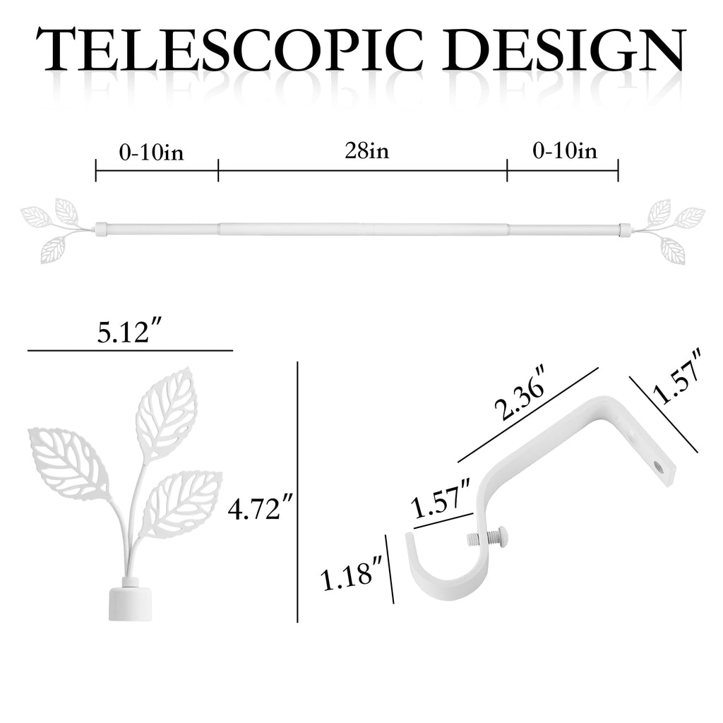 RYB HOME Small Curtain Rod 28 to 48 Inch Adjustable Telescoping Blackout Decorative Drape Rod with Leaf Finial for Cafe Kitchen Kids Bedroom Bathroom Shower Living, Antique Brass, 1 Inch Diameter