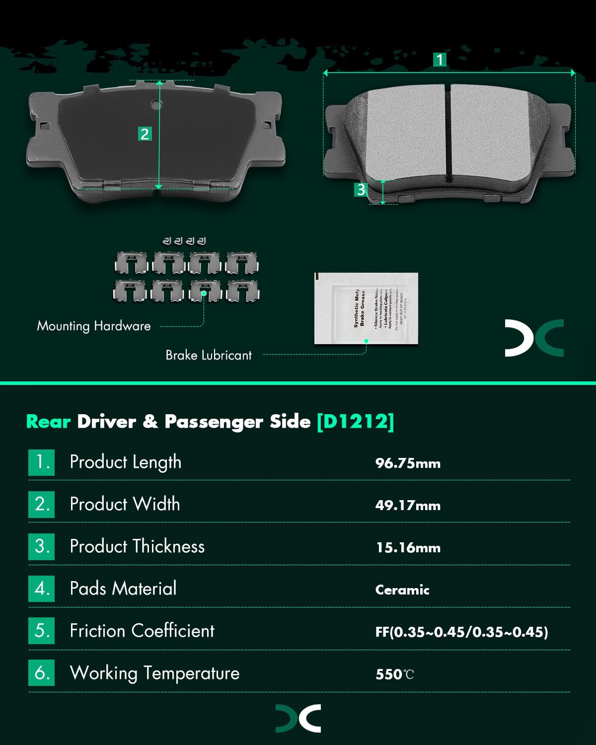 SCITOO D815 D905 Front Rear Ceramic Brake Pads Sets Fit For INFINITI For G35 2003-2005,For Nissan For 350Z 2003-2005 | For Altima 2007-2013 | For Juke 2011-2017 | For Sentra 2007-2012