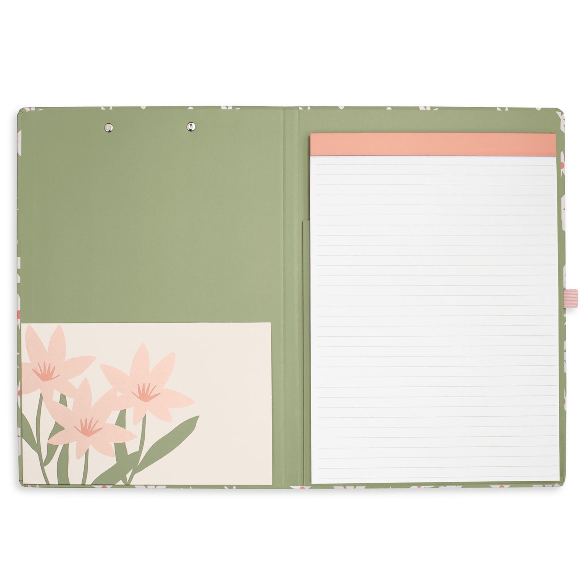 Steel Mill & Co Cute Clipboard Folio with Refillable Lined Notepad and Interior Storage Pocket, Black and White Padfolio for Work, Black Dots