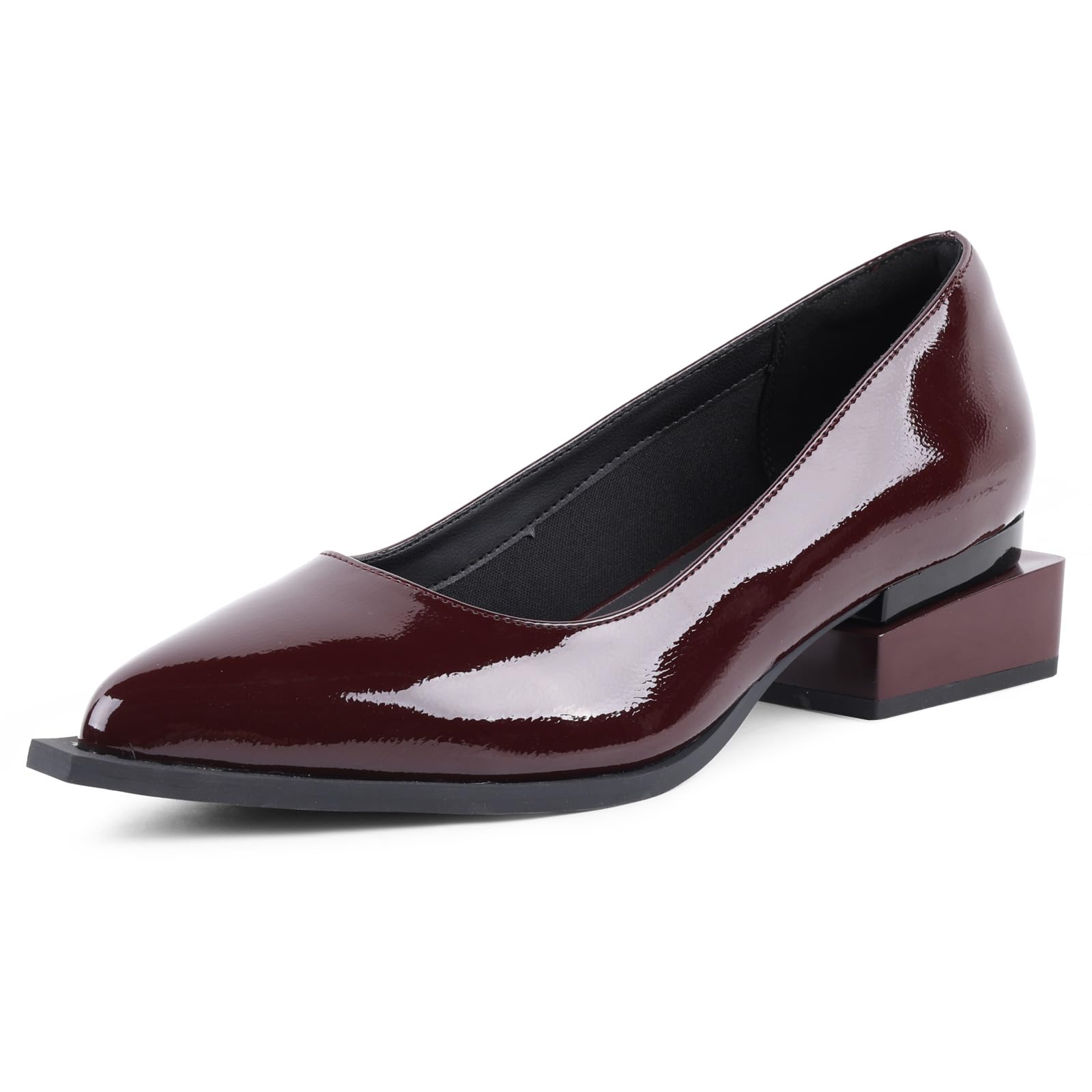LingxiaUne Dress Shoes for Women, Comfortable Dressy Flats, Womens Chunky Heel Pumps with Arch Support and Pointed Toe