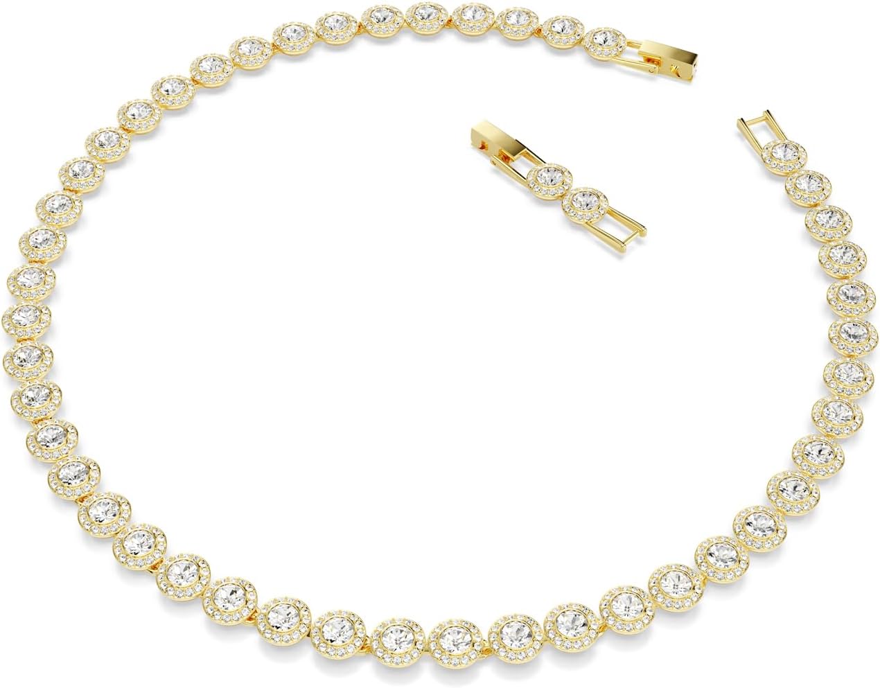 Swarovski UNA Angelic Tennis Necklace, Round Cut, Clear, Gold-Tone Finish