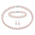 AOOVOO Pearl Necklace Set for Women, 8mm Round Shell Pearl Includes Stunning Bracelet and Dangle Earrings 3 Piece Jewelry, Birthday Christmas Gift for Mom Wife Sister Best Friend, Gift Box
