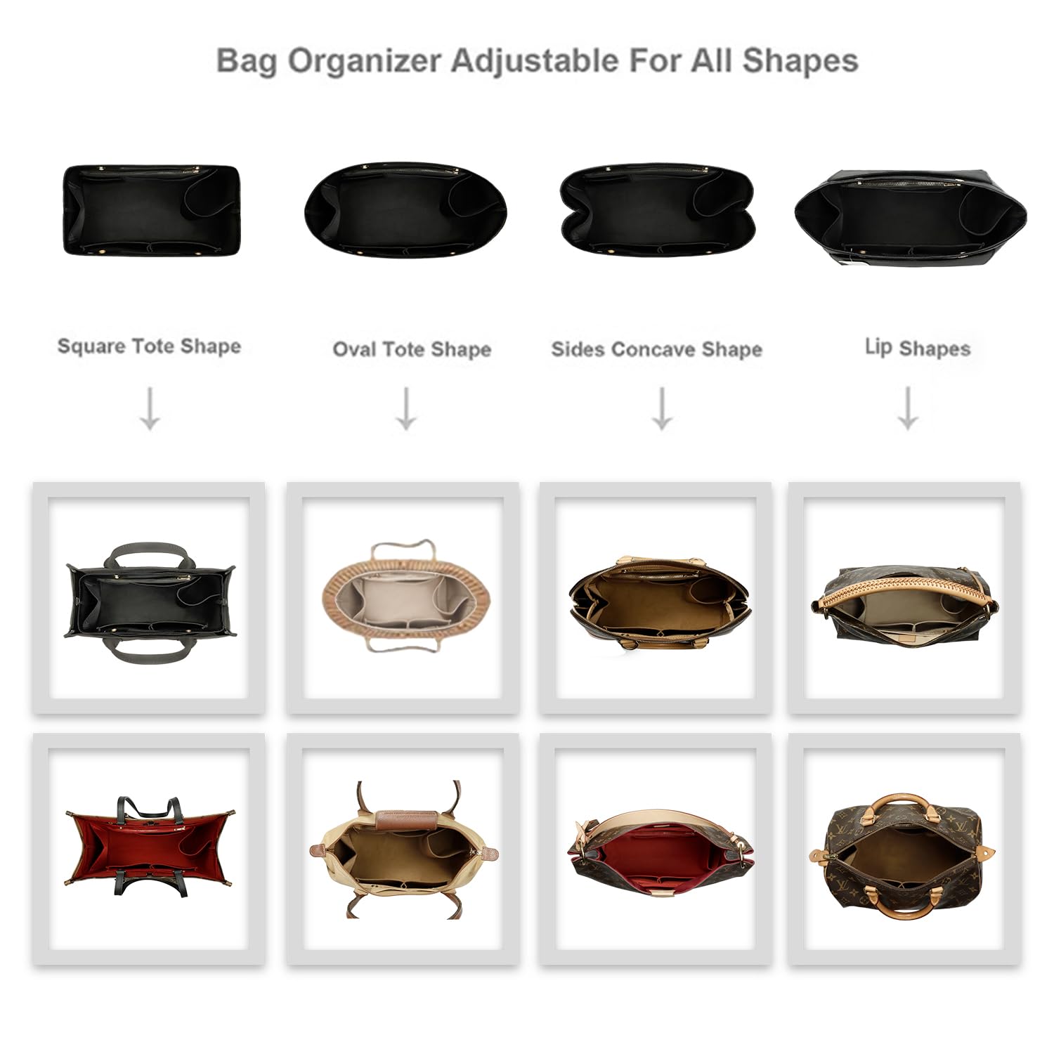 ZTUJO Purse Organizer Insert For Handbag & Tote Shaper,Tote Bag Organizer Insert For Speedy Neverful, 6 Sizes(Small, Silky Brown)