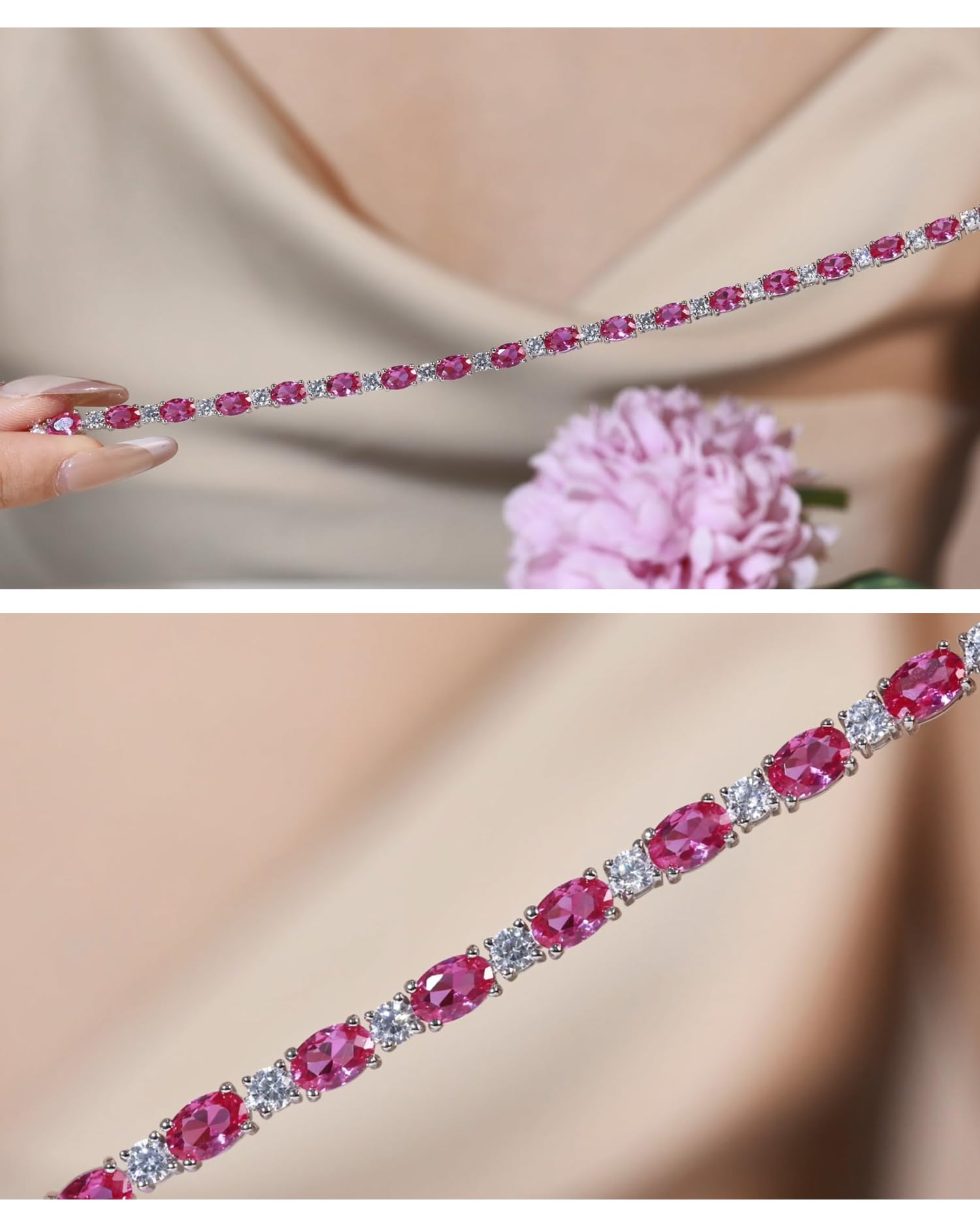 FANCIME Birthstone Bracelets Sterling Silver Tennis Bracelets Charm Fine Jewelry Birthday Gifts for Women 7"